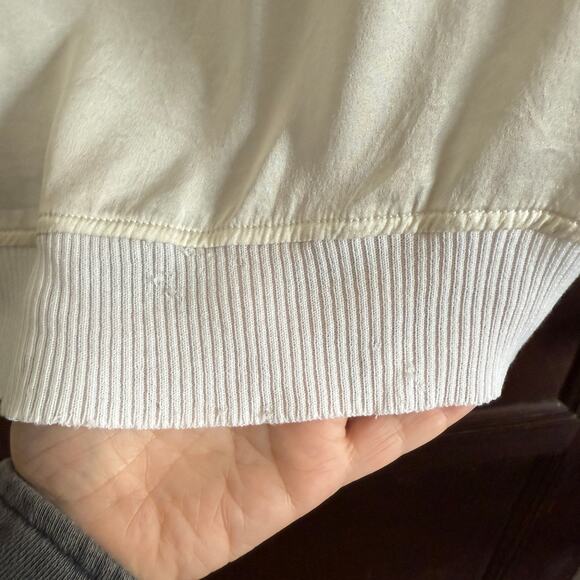 Y2K Vintage DOLCE & GABBANA | Silk Ruffle Shoulder Sweatshirt Top Wool trim Sz 8 - Picture 7 of 7